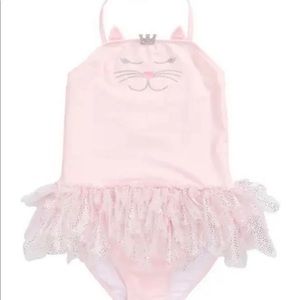 NWT Kate Mack Biscotti Princess Crown One Piece Kitten Tutu Swimsuit Swim 2T